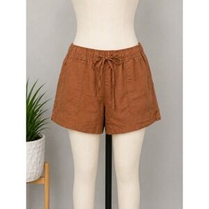 Gap Linen Shorts L Brown Drawstring Coastal Minimalist Boho Lounge Lightweight
